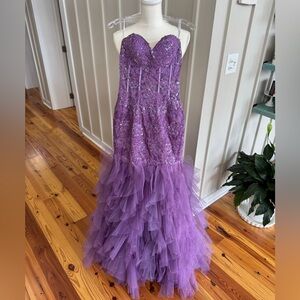 Elegant Purple Strapless Gown